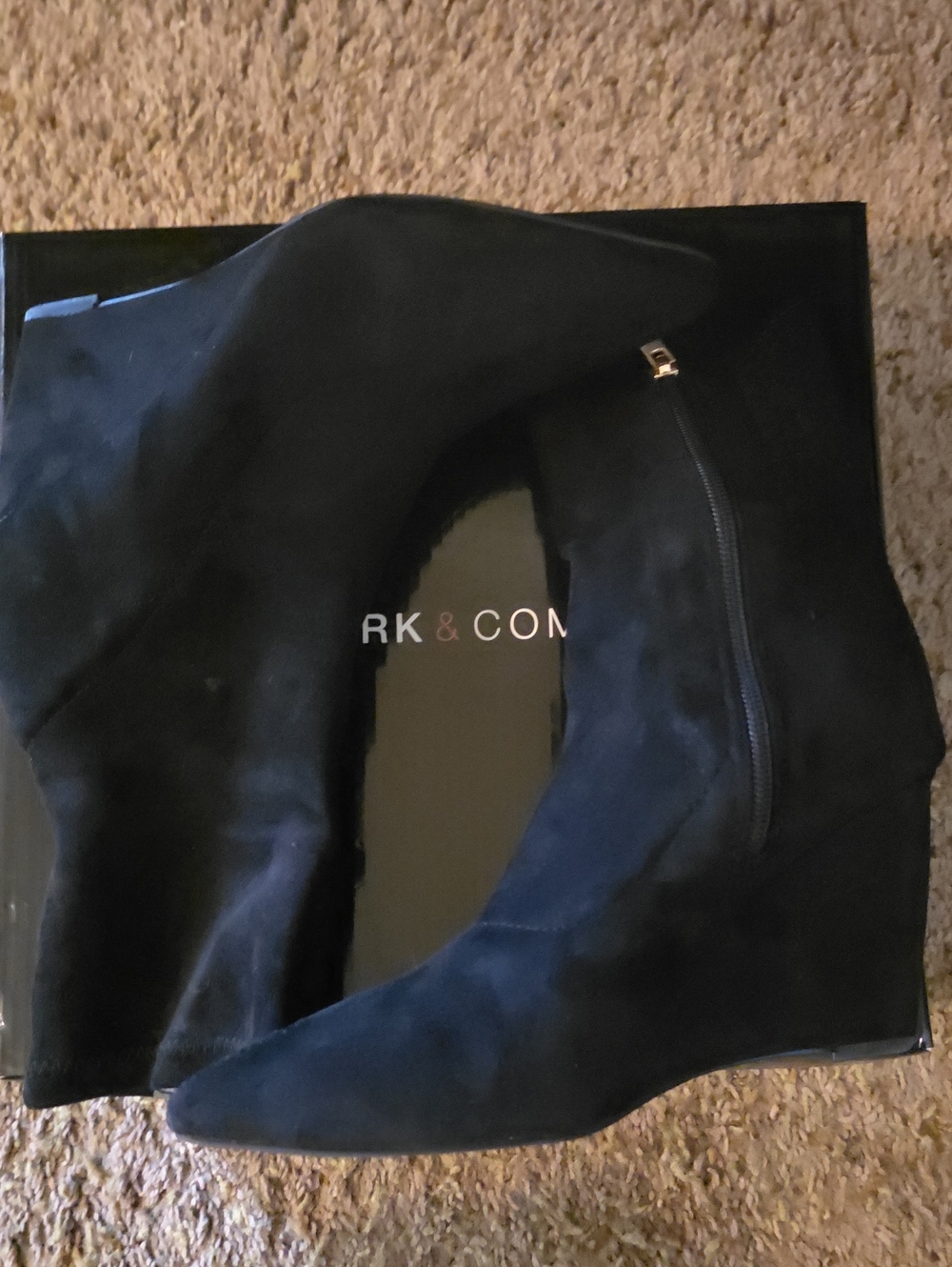 New York & Co. 🎀 Black Suede Wedge Boot with Side Zip